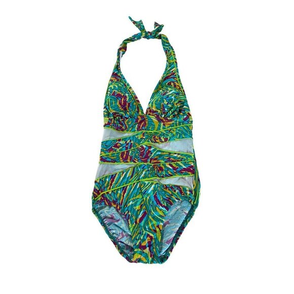 Venus Women's Green Halter One Piece Swim Suit - 4 - Picture 1 of 9